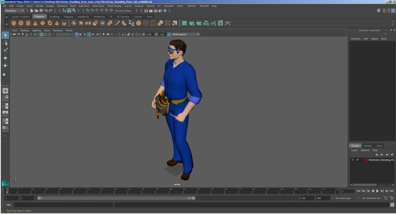 3D model Electrician Standing Pose
