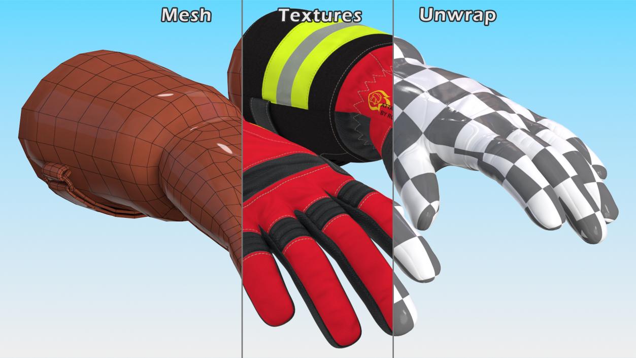 Firefighting Gloves 3D model