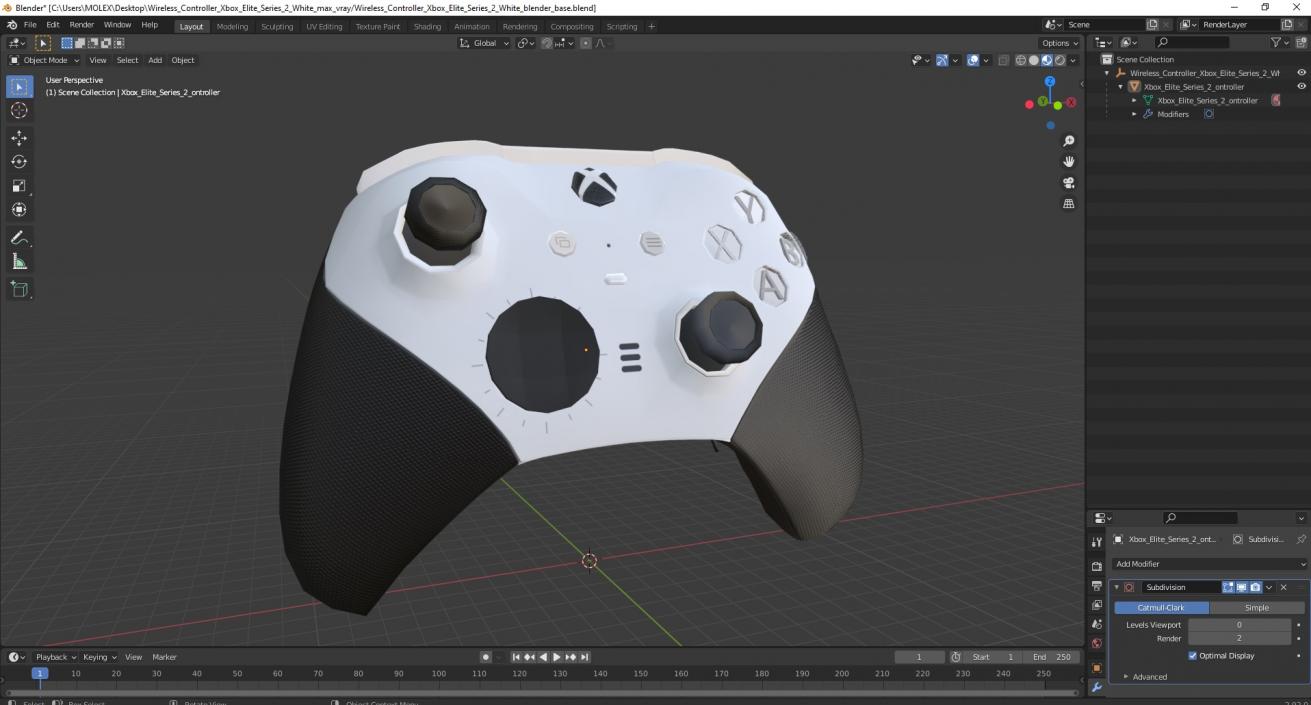 3D model Wireless Controller Xbox Elite Series 2 White