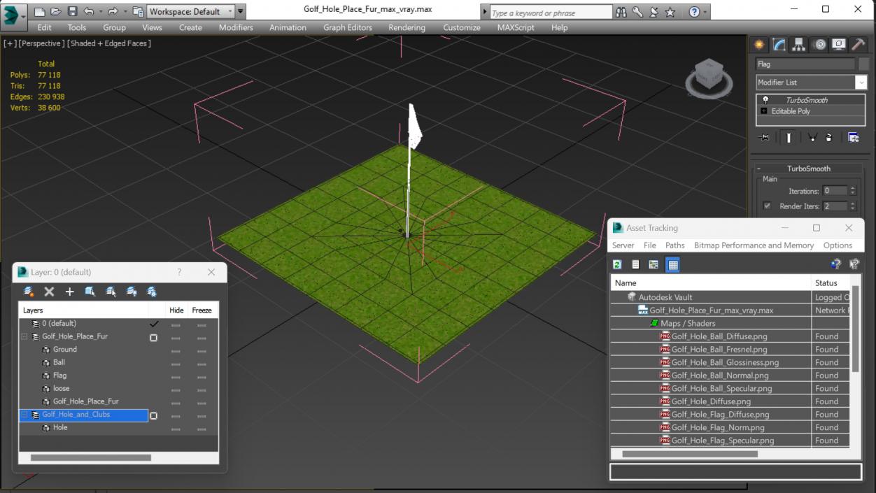 Golf Hole Place Fur 3D model