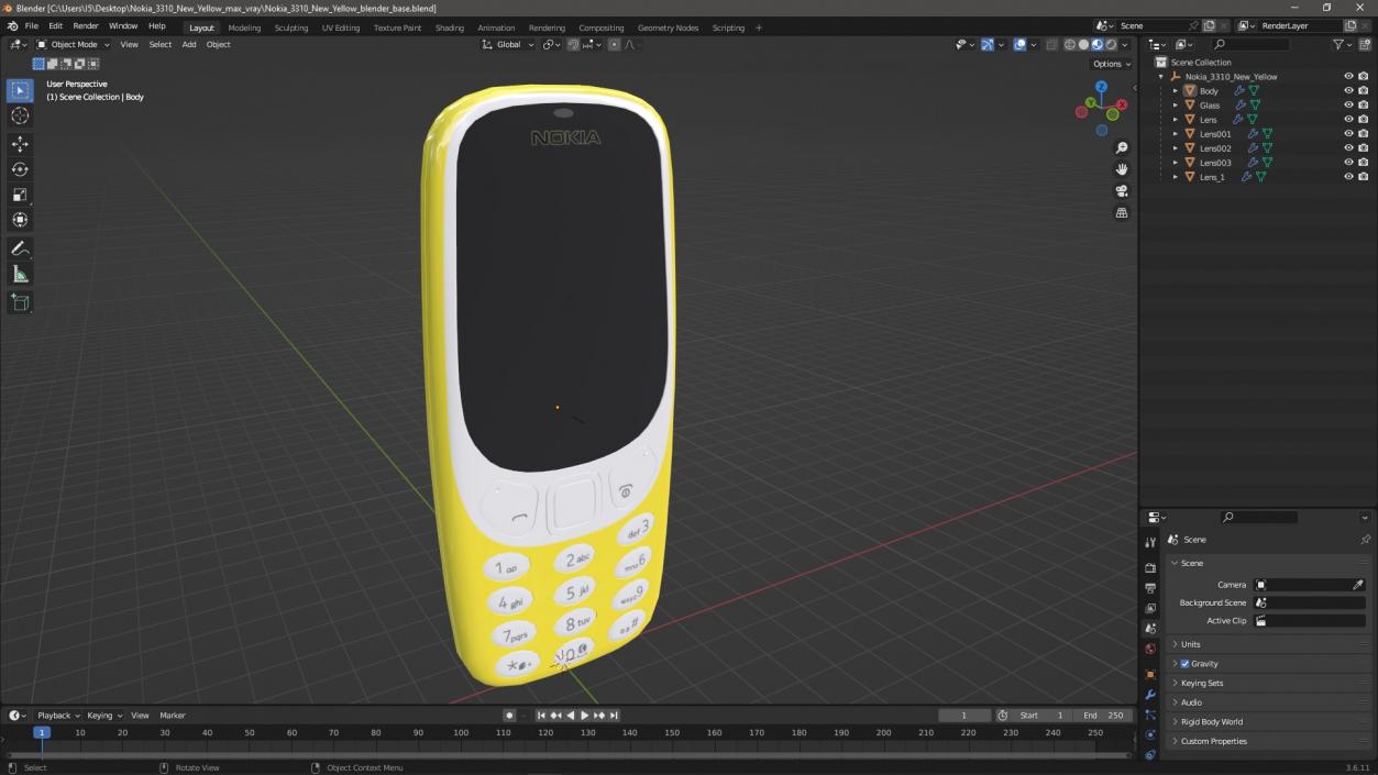 3D Nokia 3310 New Yellow