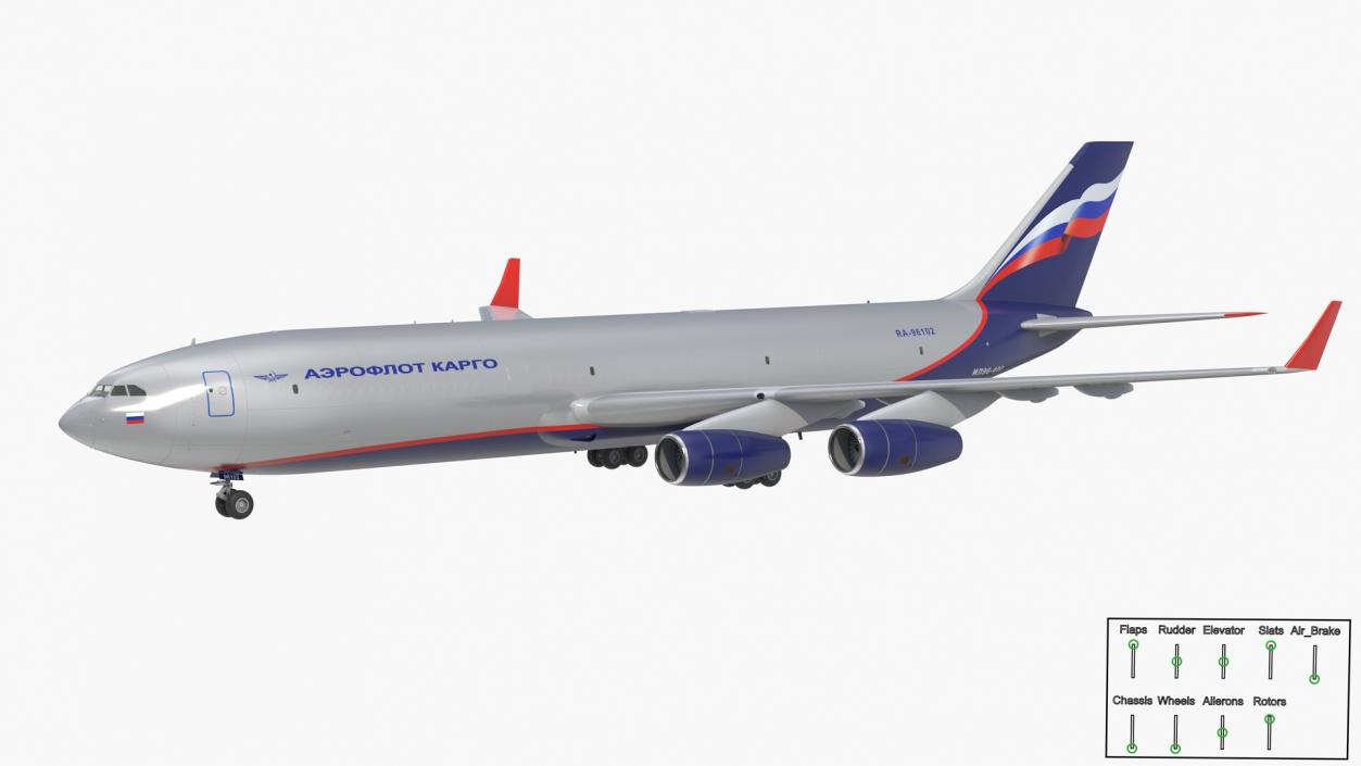 3D Aeroflot Cargo IL-96-400 Rigged