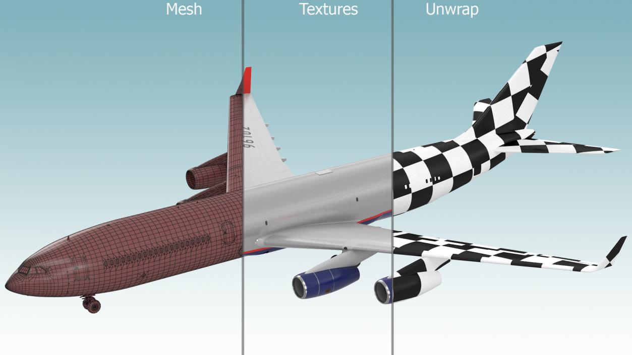 3D Aeroflot Cargo IL-96-400 Rigged