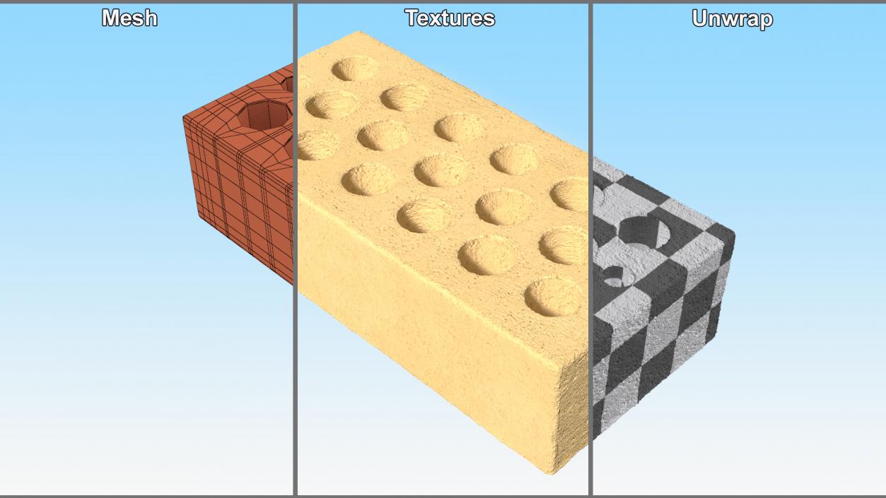 3D model Hollow Ochre Calcium Silicate Block