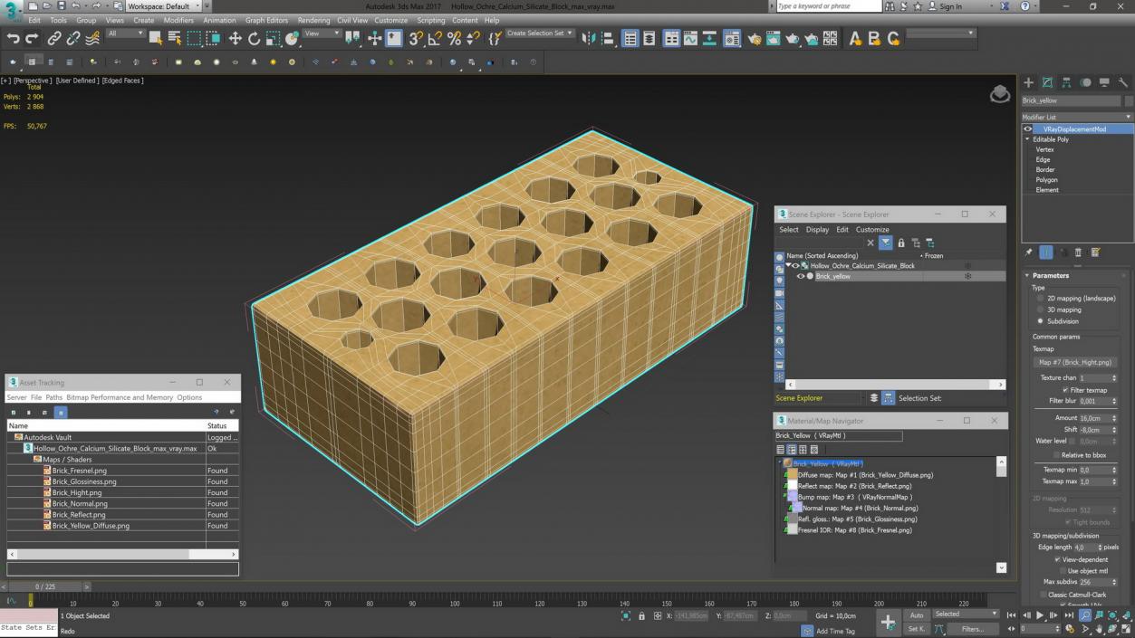 3D model Hollow Ochre Calcium Silicate Block