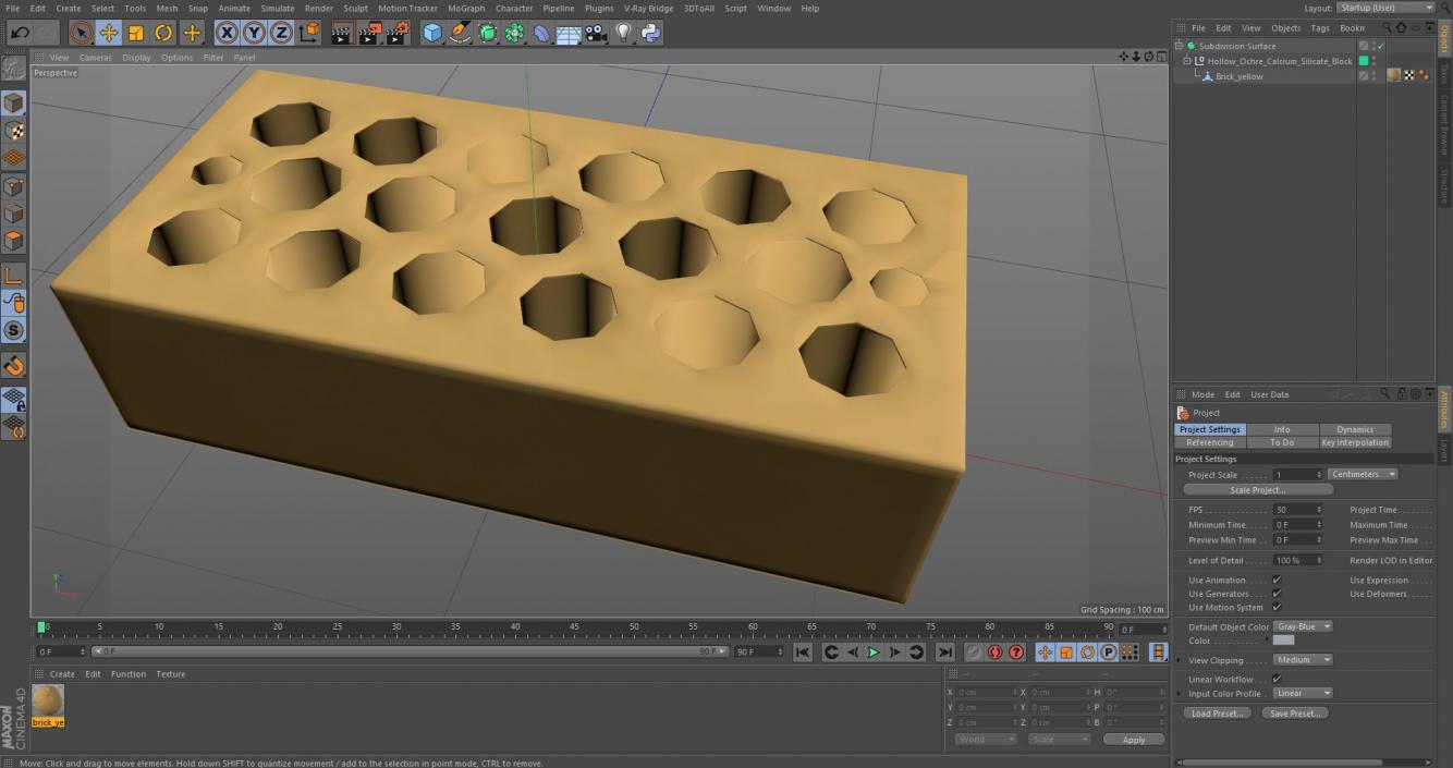 3D model Hollow Ochre Calcium Silicate Block