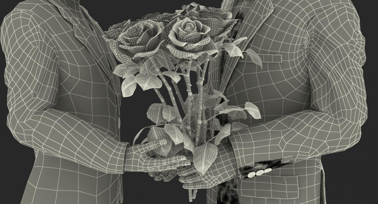 3D Rigged Man and Woman With Roses