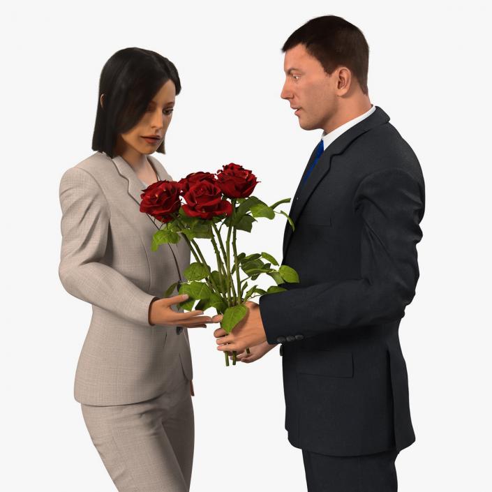 3D Rigged Man and Woman With Roses