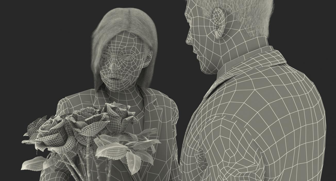 3D Rigged Man and Woman With Roses