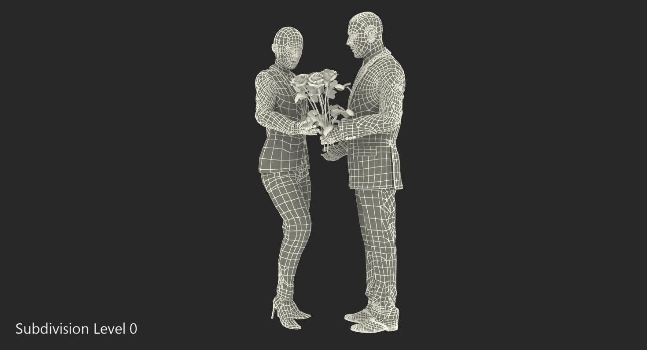 3D Rigged Man and Woman With Roses