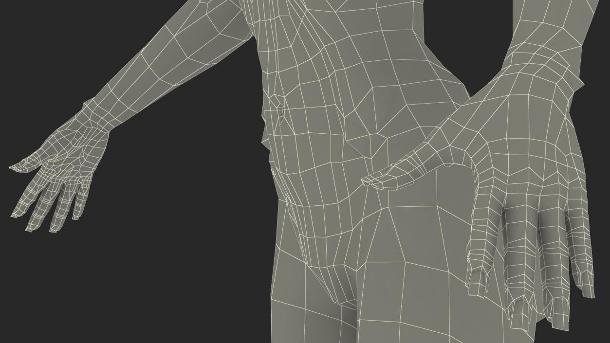 Nude Light Skin Black Woman T Pose 3D model