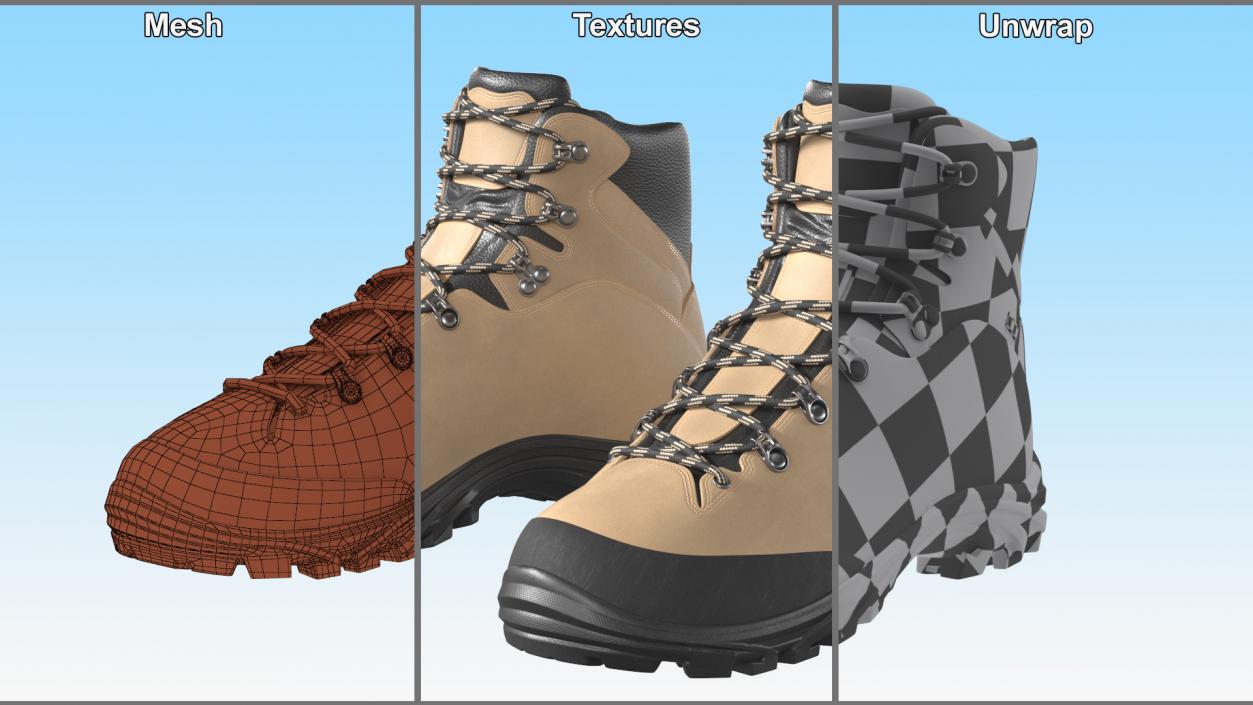 Boots for Hiking Beige 3D