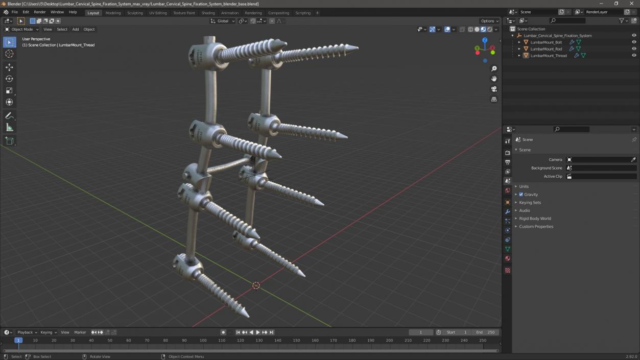 Lumbar Cervical Spine Fixation System 3D