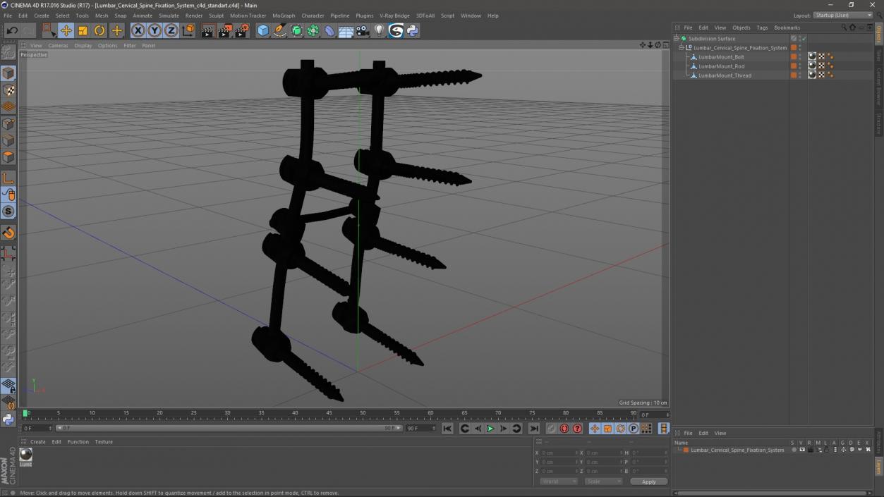 Lumbar Cervical Spine Fixation System 3D