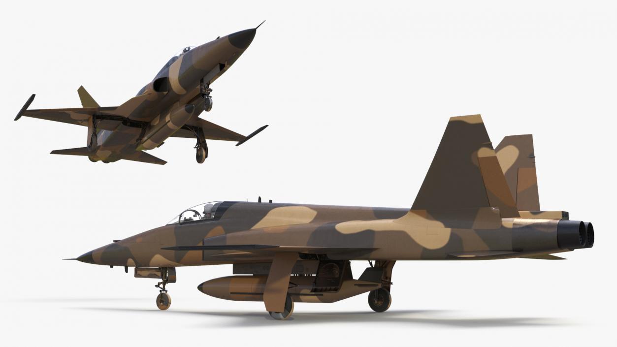 3D Military Camouflaged Fighter Jet with Pilot model