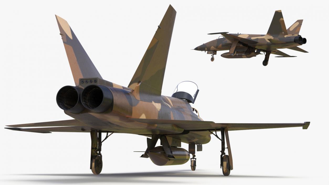 3D Military Camouflaged Fighter Jet with Pilot model