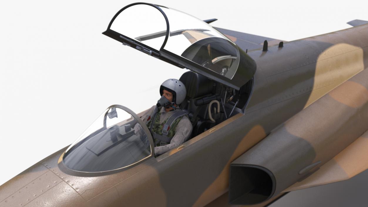 3D Military Camouflaged Fighter Jet with Pilot model