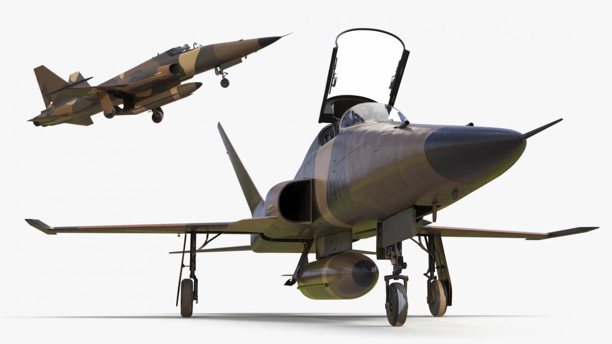 3D Military Camouflaged Fighter Jet with Pilot model