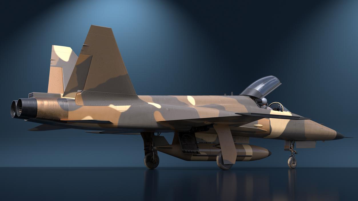 3D Military Camouflaged Fighter Jet with Pilot model