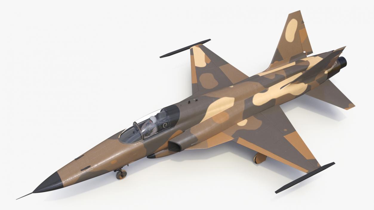 3D Military Camouflaged Fighter Jet with Pilot model