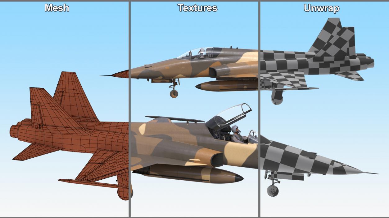 3D Military Camouflaged Fighter Jet with Pilot model