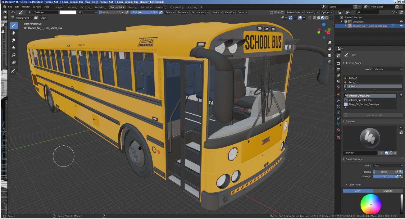 Thomas Saf T Liner School Bus 3D model