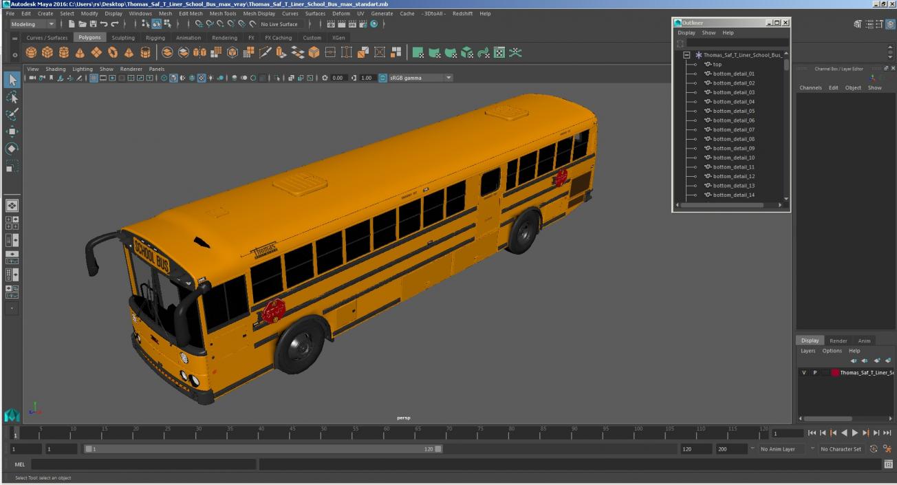 Thomas Saf T Liner School Bus 3D model