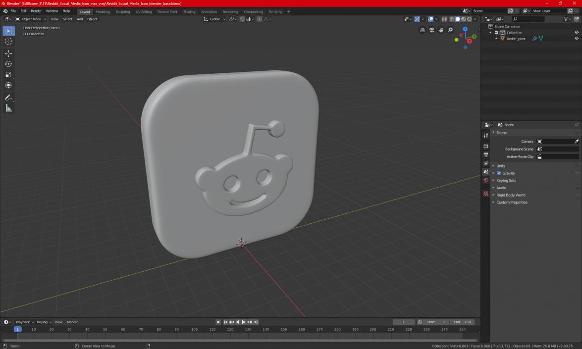 Reddit Social Media Icon 3D model