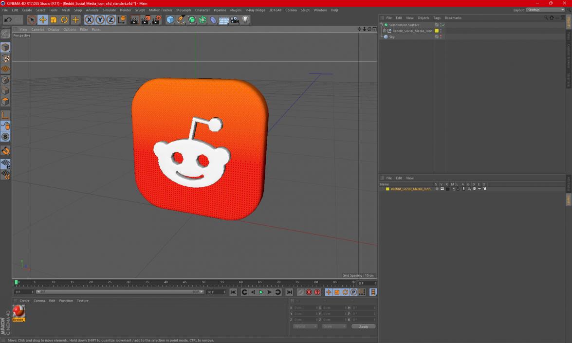 Reddit Social Media Icon 3D model