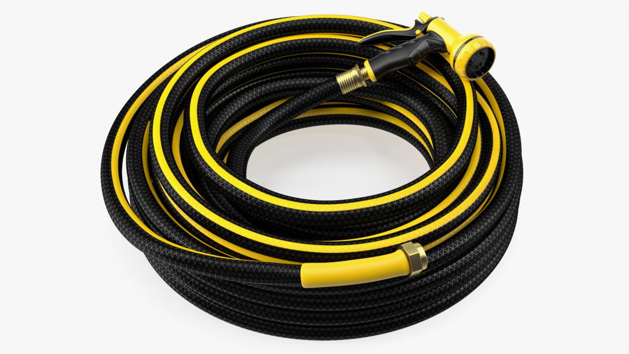 3D Black Garden Hose and Trigger Nozzle