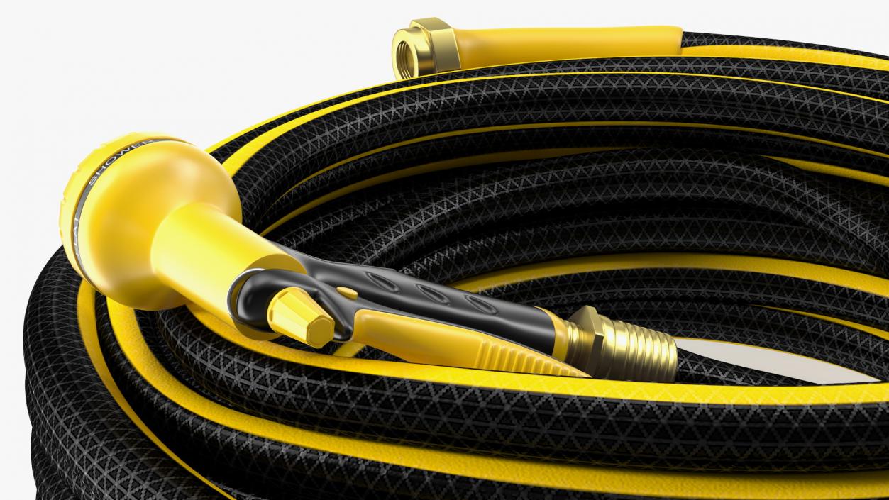 3D Black Garden Hose and Trigger Nozzle