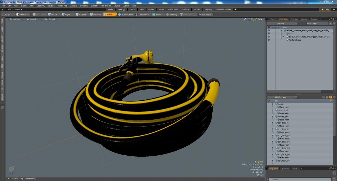 3D Black Garden Hose and Trigger Nozzle