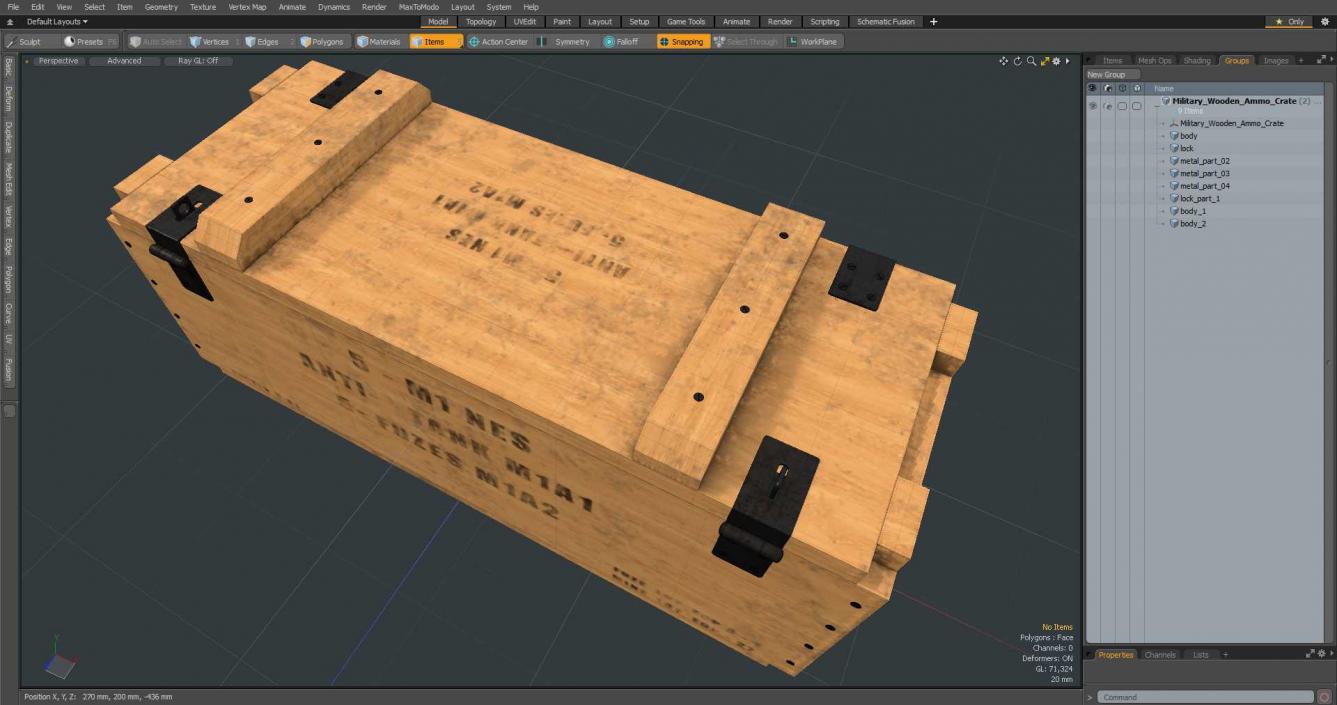 3D Military Wooden Ammo Crate