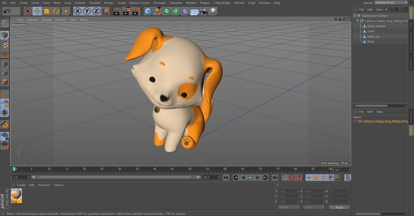 3D model Cartoon Puppy Dog Sitting Pose