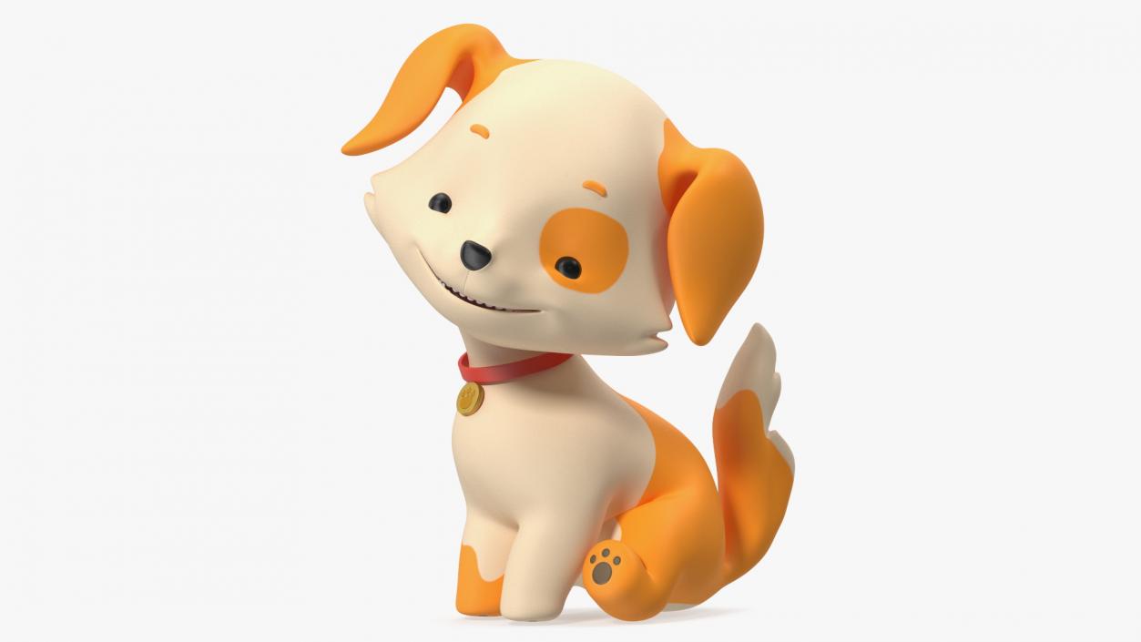 3D model Cartoon Puppy Dog Sitting Pose