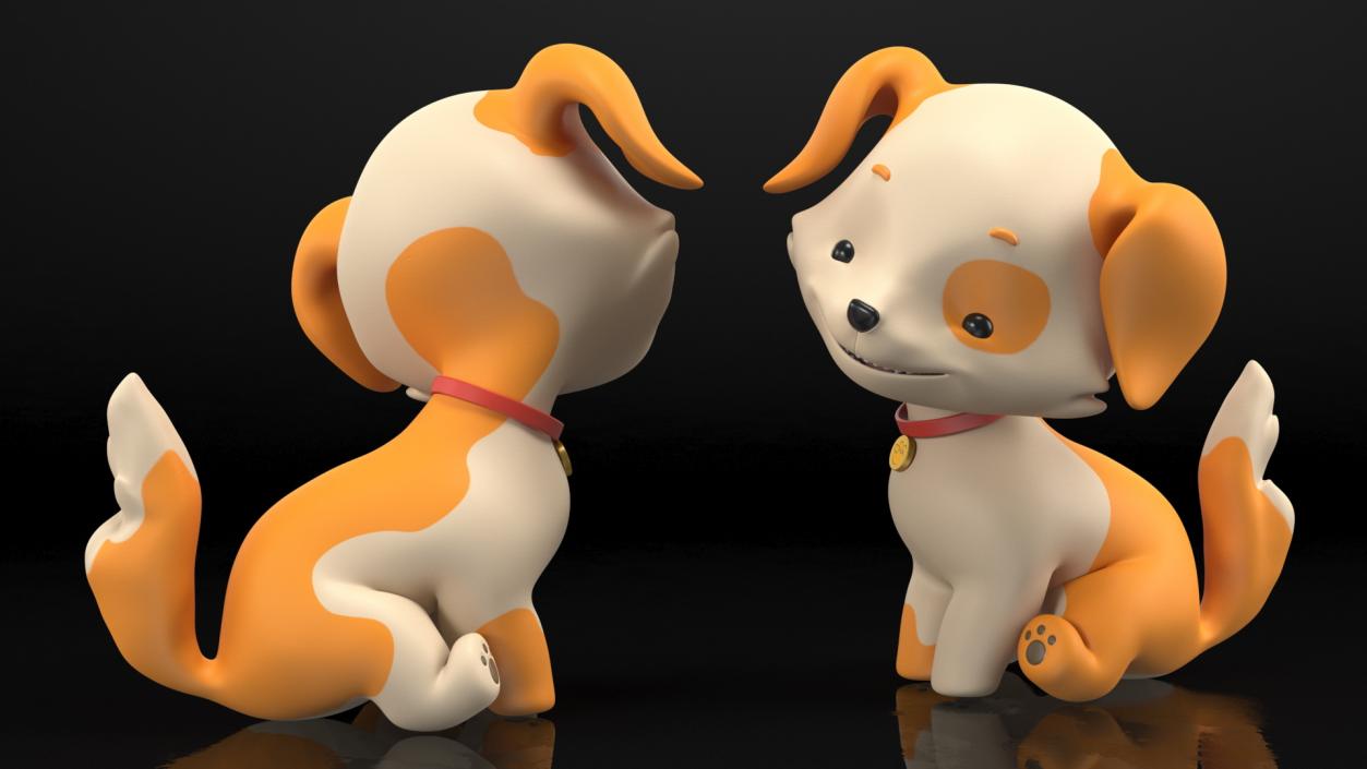 3D model Cartoon Puppy Dog Sitting Pose