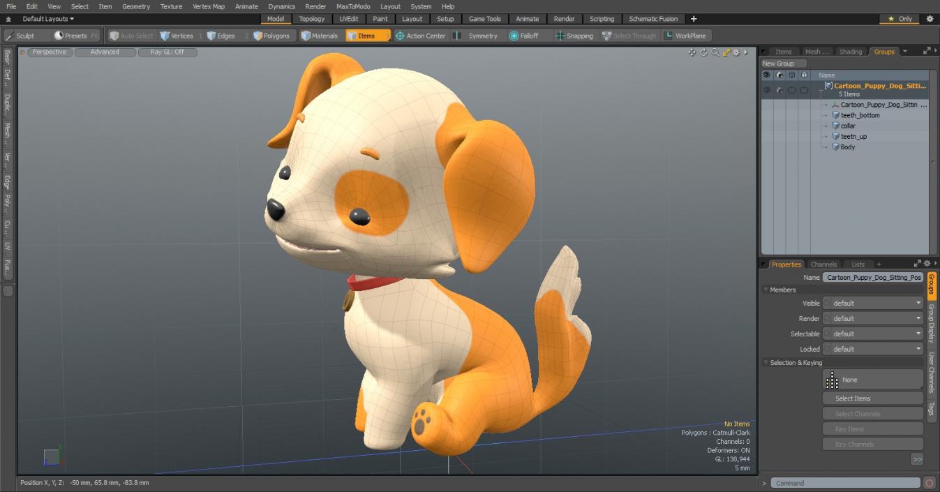 3D model Cartoon Puppy Dog Sitting Pose