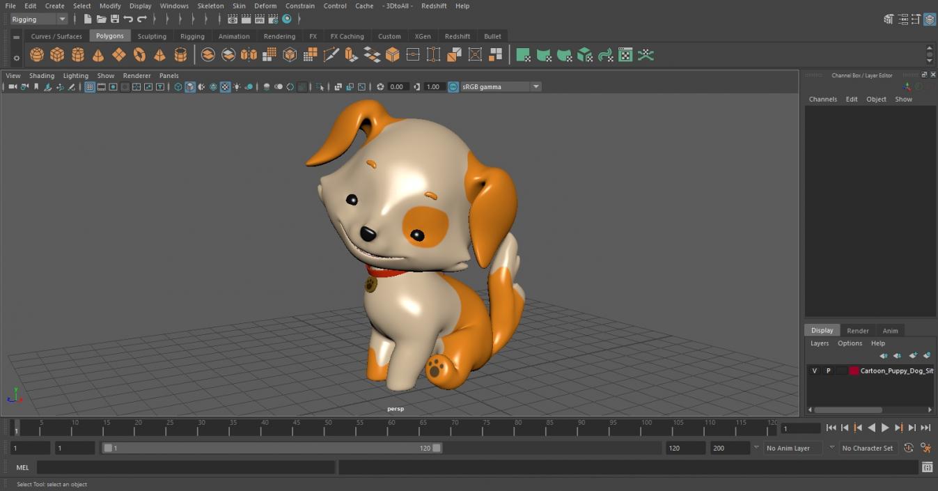 3D model Cartoon Puppy Dog Sitting Pose