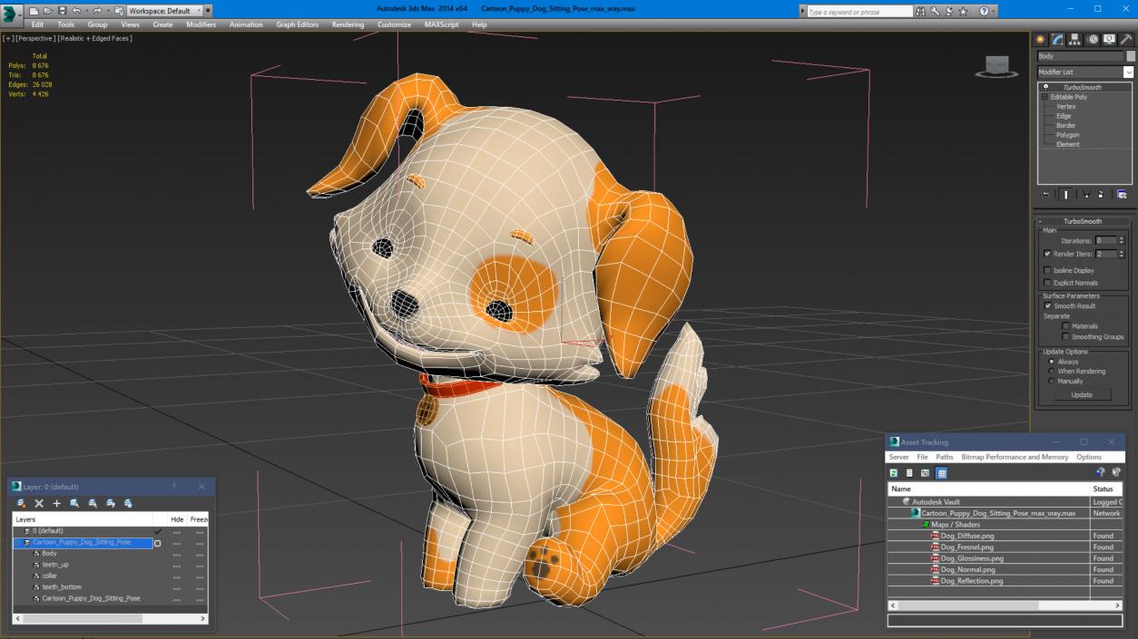 3D model Cartoon Puppy Dog Sitting Pose