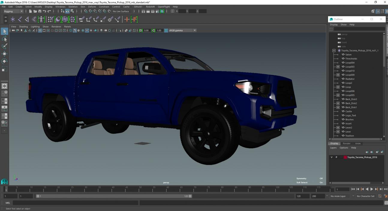 3D model Toyota Tacoma Pickup 2016