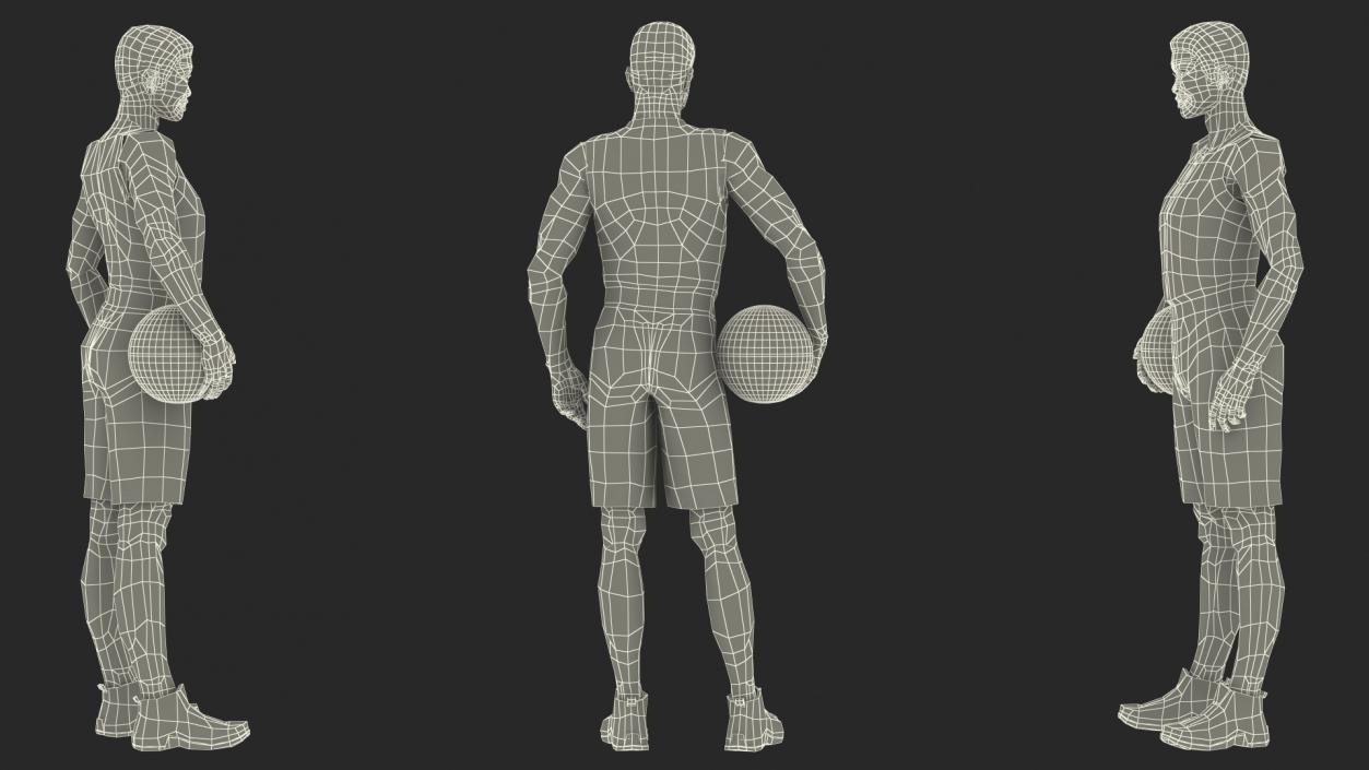 3D Light Skin Teenager Basketball Player Standing Pose