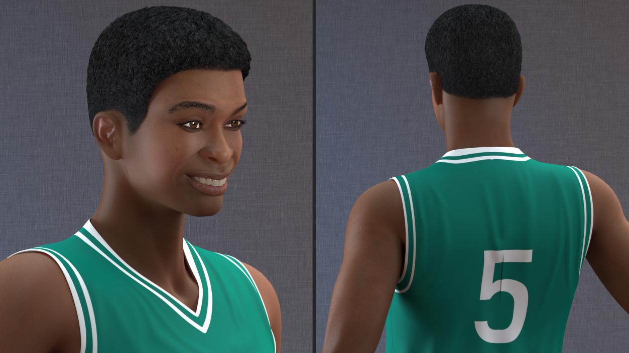 3D Light Skin Teenager Basketball Player Standing Pose