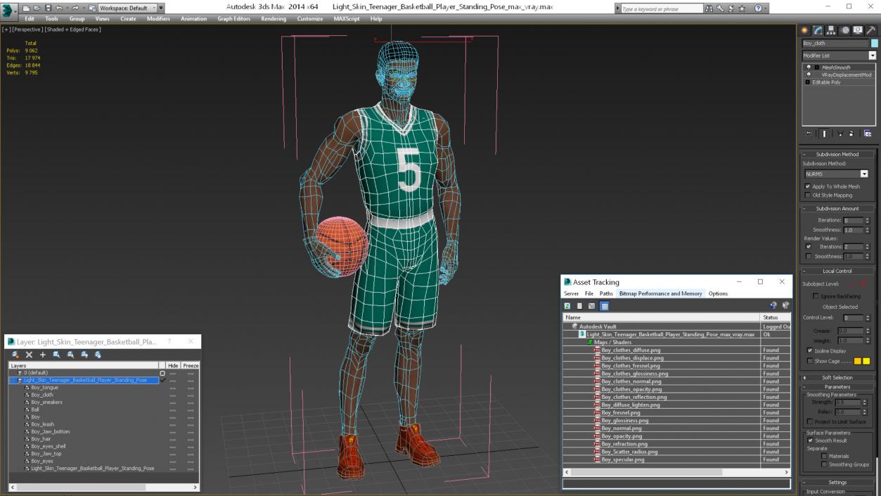 3D Light Skin Teenager Basketball Player Standing Pose