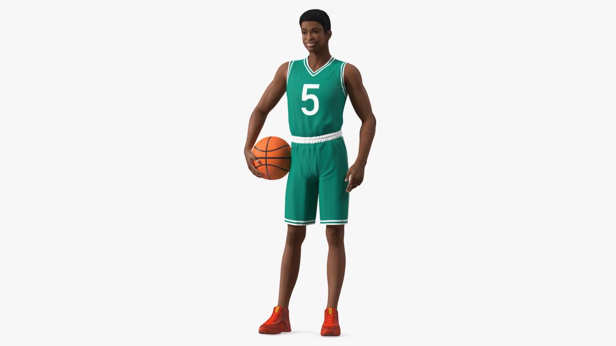 3D Light Skin Teenager Basketball Player Standing Pose