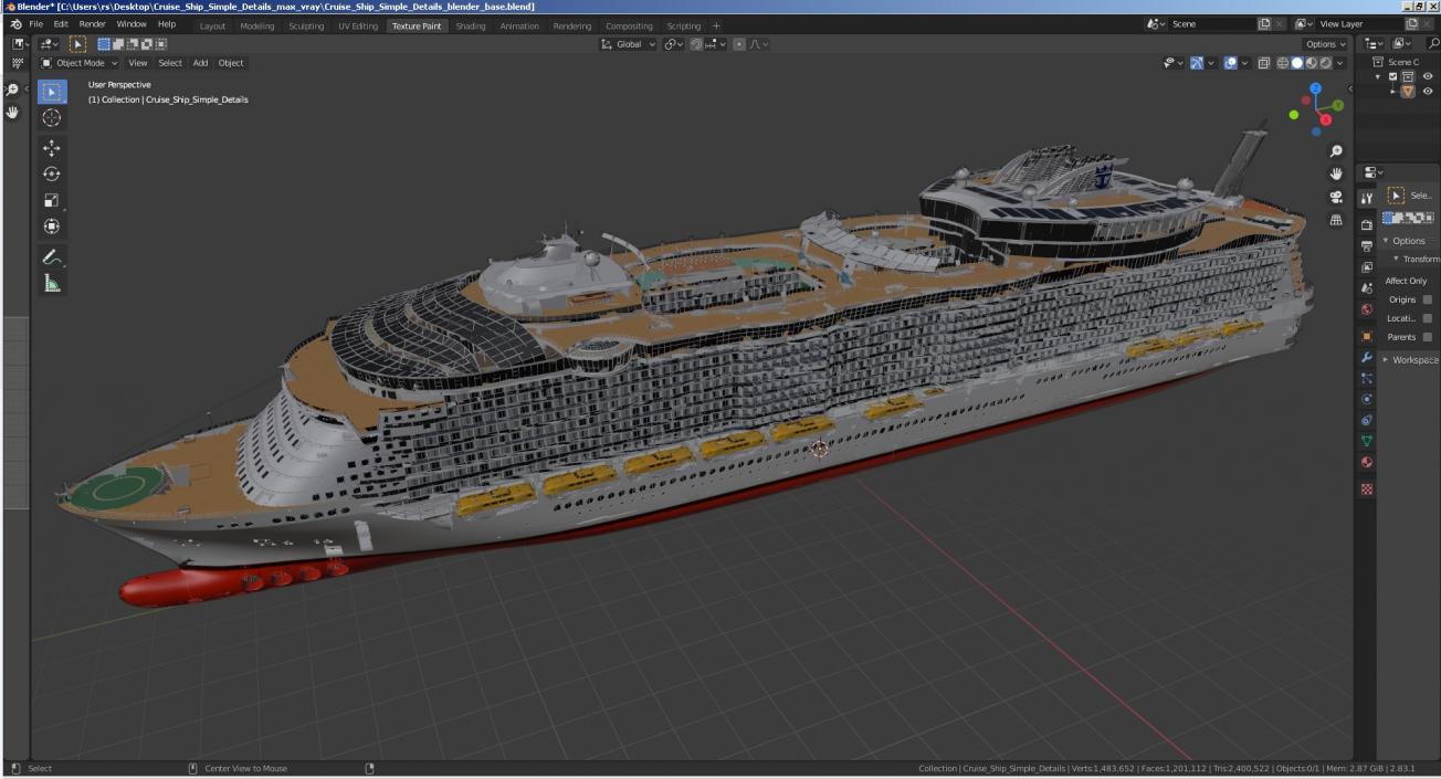 3D Cruise Ship Simple Details