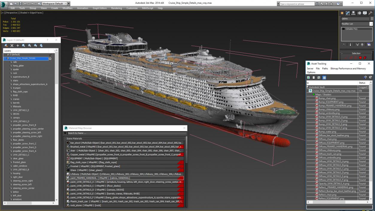 3D Cruise Ship Simple Details