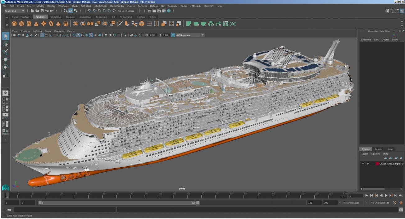 3D Cruise Ship Simple Details