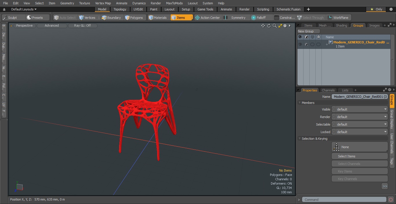 3D model Modern GENERICO Chair Red