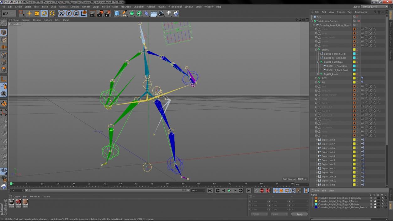 3D Crusader Knight King Rigged for Cinema 4D