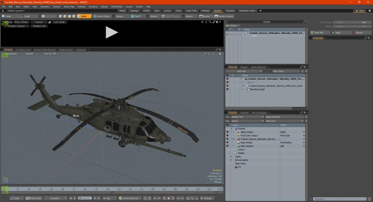 3D Combat Rescue Helicopter Sikorsky HH60 Pave Hawk model